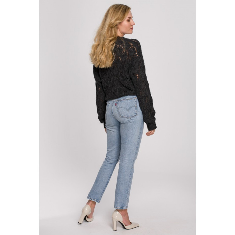 K104 Kardigan krótki na guziki - grafitowy