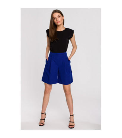 S260 Bluzka bez rękawów z poduszkami na ramionach - czarna