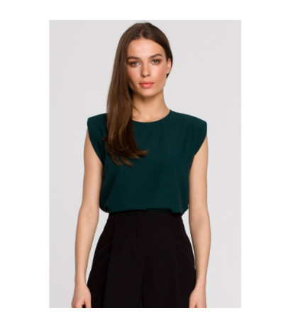 S260 Bluzka bez rękawów z poduszkami na ramionach - zielona