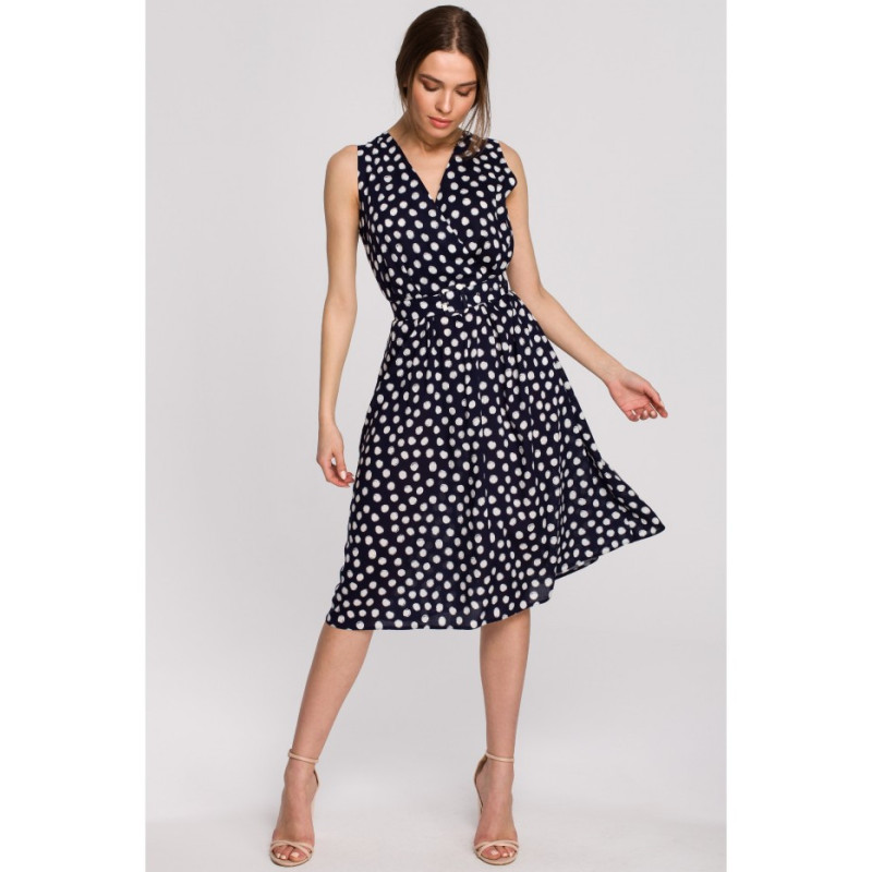 S264 Sukienka bez rękawów z paskiem - czarna