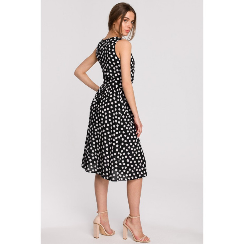 S264 Sukienka bez rękawów z paskiem - czarna