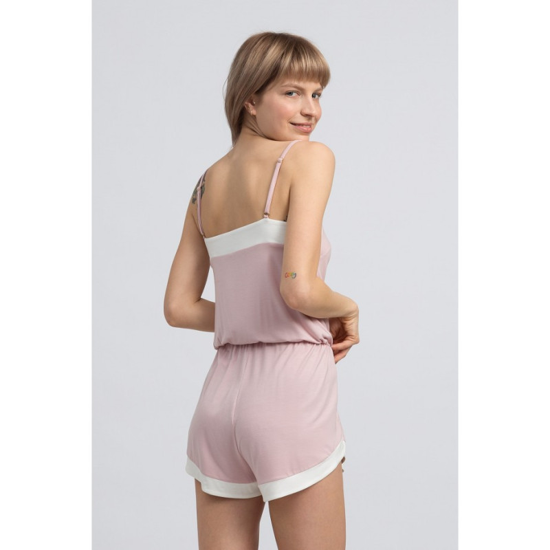 LA046 Wiskozowy kombinezon romper - różowy