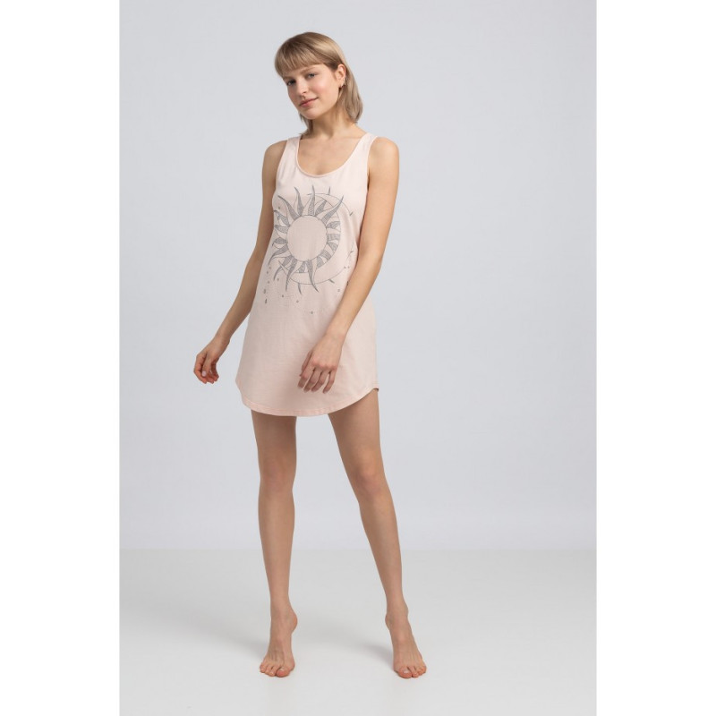 LA050 Bawełniana koszulka nocna - brzoskwiniowa