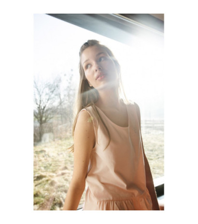 LA052 Bawełniana koszulka do spania - brzoskwiniowa