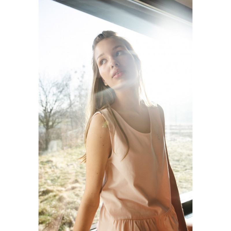 LA052 Bawełniana koszulka do spania - brzoskwiniowa