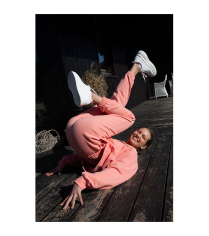 LA053 Spodnie typu Joggers - koralowe
