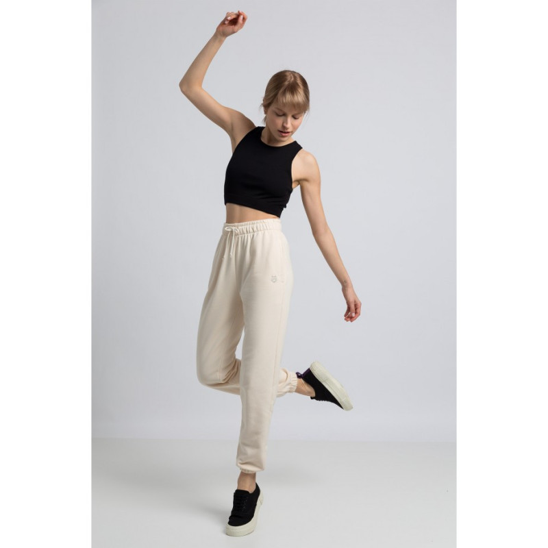 LA053 Spodnie typu Joggers - waniliowe