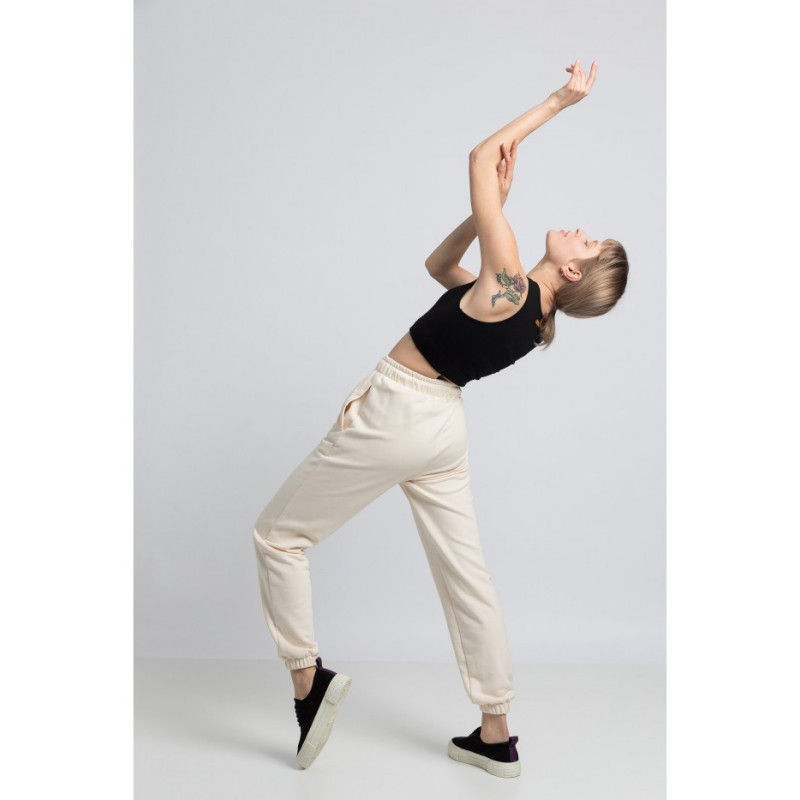LA053 Spodnie typu Joggers - waniliowe