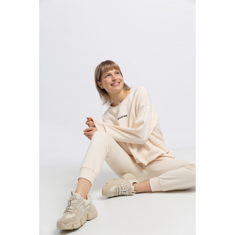 LA055 Spodnie typu Joggers ze ściągaczem - waniliowe