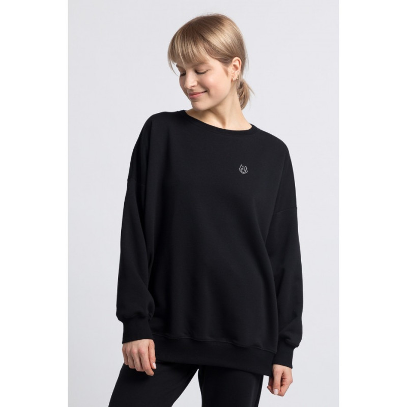 LA057 Bluza z wilkiem - czarna