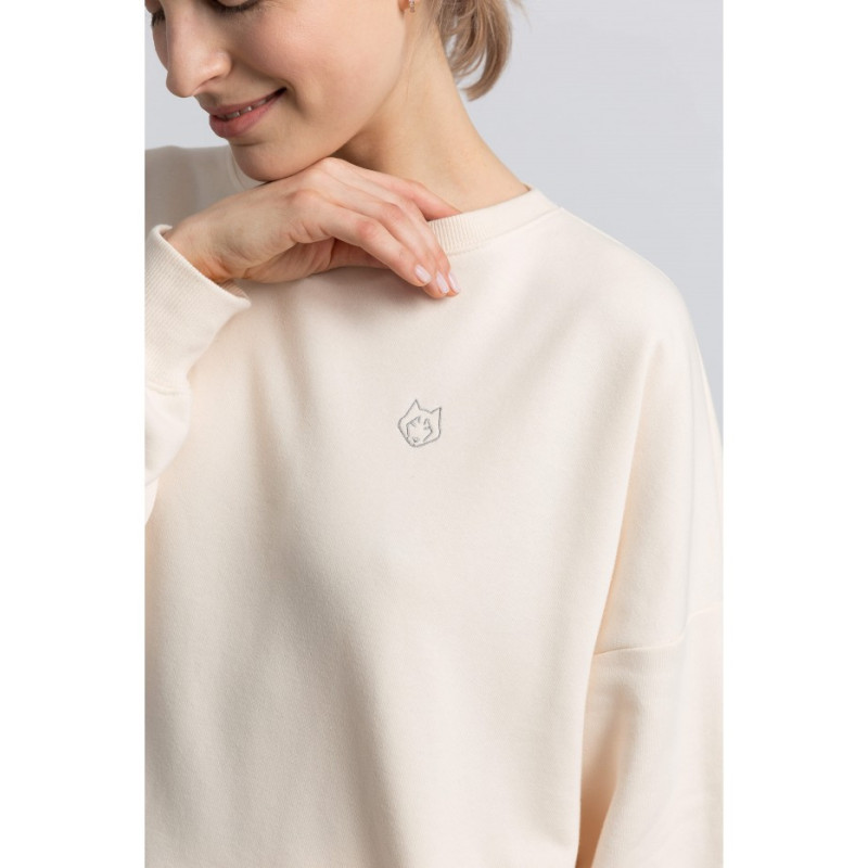 LA057 Bluza z wilkiem - waniliowa