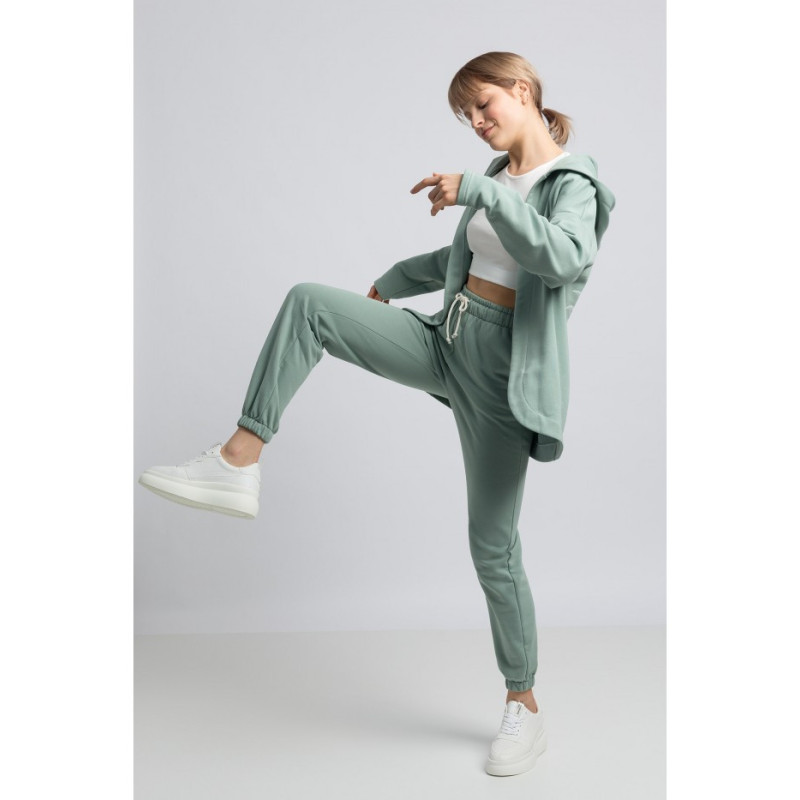 LA058 Bluza bez zapięcia z kapturem - miętowa