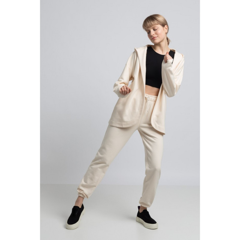 LA058 Bluza bez zapięcia z kapturem - waniliowa