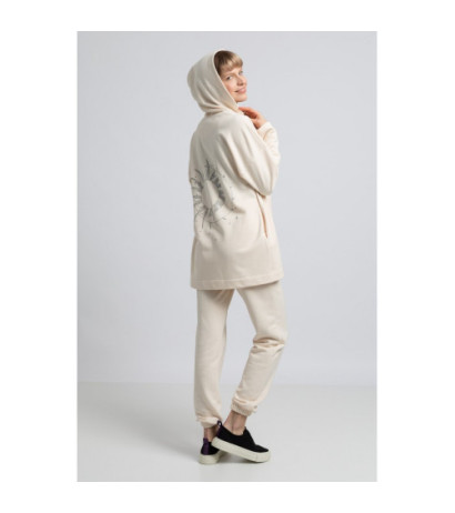 LA058 Bluza bez zapięcia z kapturem - waniliowa