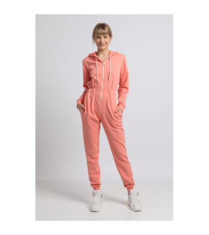 LA059 Kombinezon z kapturem i zamkiem - koralowy