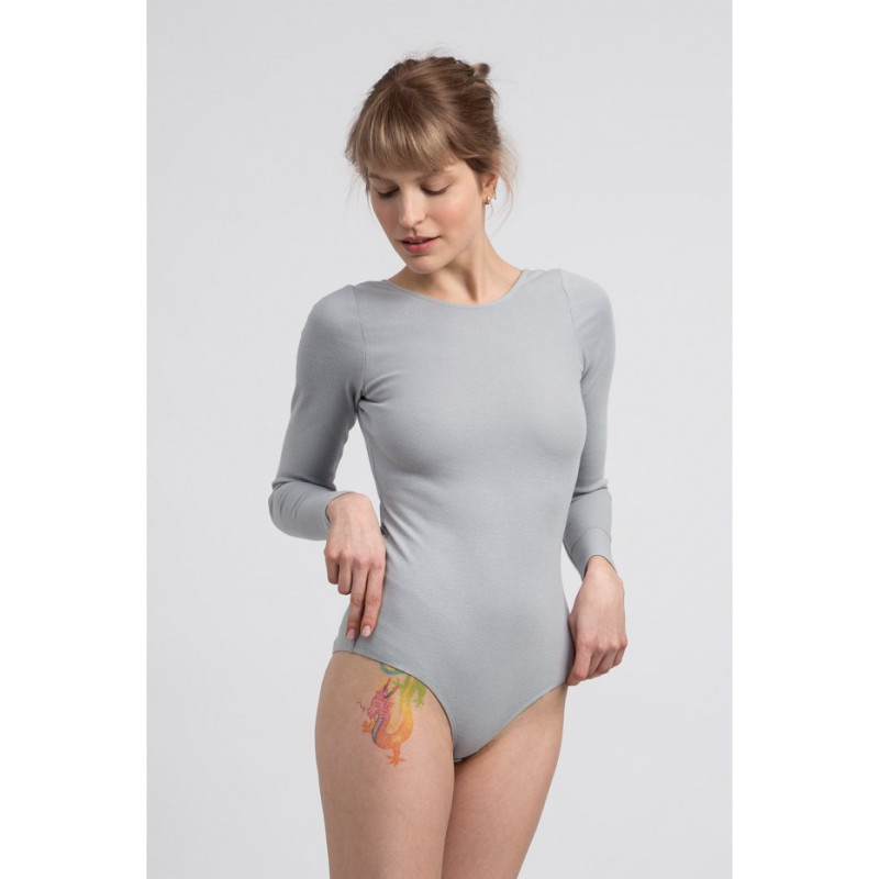 LA061 Body z dekoltem na plecach - popielate