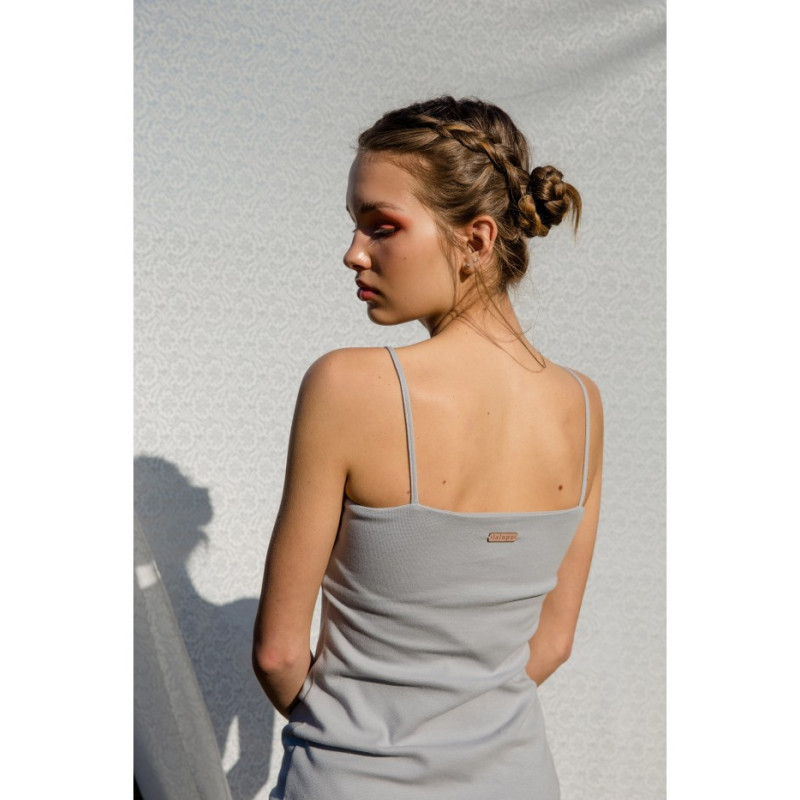 LA062 Sukienka na cienkich ramiączkach - popielata