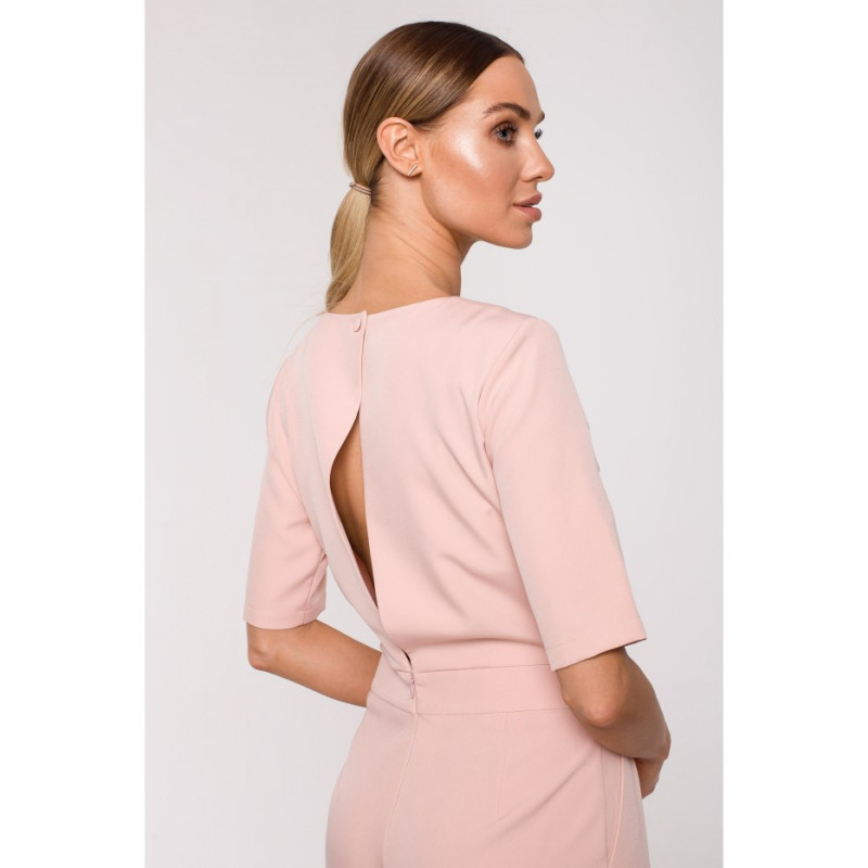 M611 Kombinezon z szerokimi nogawkami - pudrowy