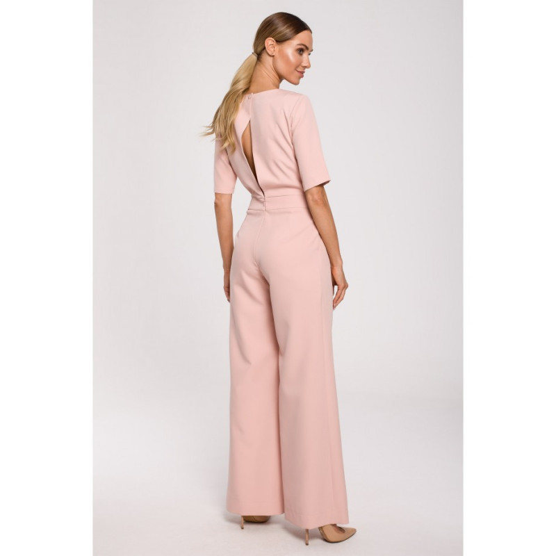 M611 Kombinezon z szerokimi nogawkami - pudrowy