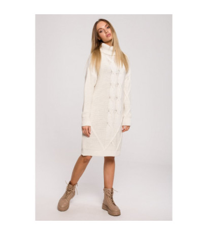 M634 Swetrowa sukienka z golfem - beżowa