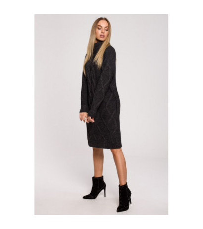 M634 Swetrowa sukienka z golfem - grafitowy