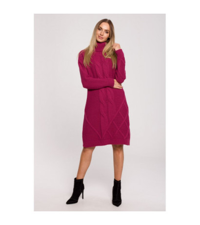 M634 Swetrowa sukienka z golfem - różowa