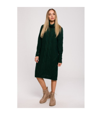 M634 Swetrowa sukienka z golfem - zielona