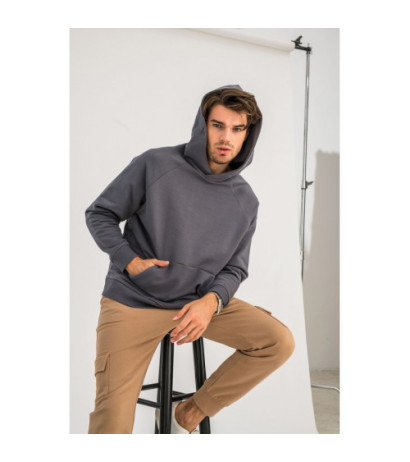 B198 Bluza z kapturem kangurek UNISEX - antracytowa