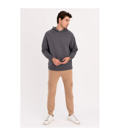 B198 Bluza z kapturem kangurek UNISEX - antracytowa