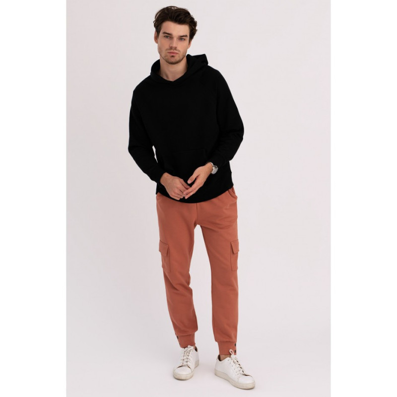 B198 Bluza z kapturem kangurek UNISEX - czarna