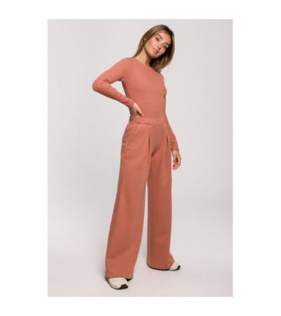 B200 Spodnie dresowe z szerokimi nogawkami - ceglaste