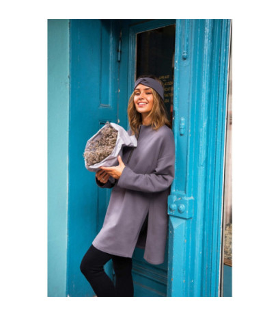 B201 Bluza tunika z zamkiem i rozporkami - antracytowa