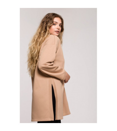 B201 Bluza tunika z zamkiem i rozporkami - orzechowa