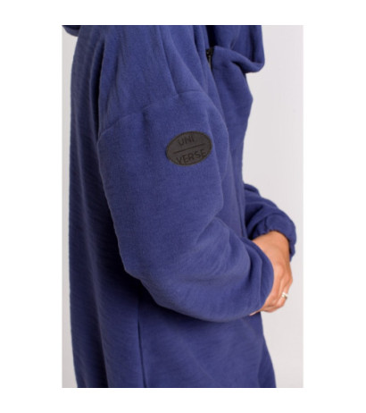 B203 Bluza tunika z kołnierzem i kapturem - indygo