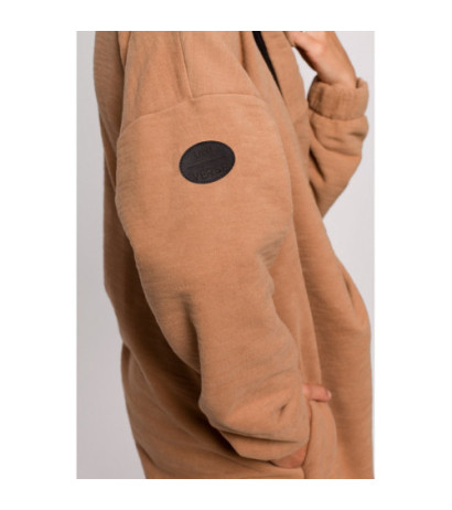 B203 Bluza tunika z kołnierzem i kapturem - cynamonowa