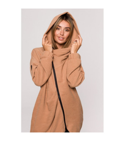 B203 Bluza tunika z kołnierzem i kapturem - cynamonowa