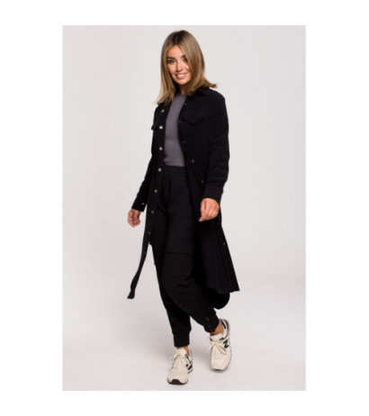 B204 Kurtka koszulowa z kieszeniami - czarna