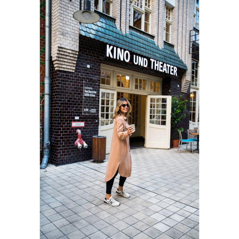 B204 Kurtka koszulowa z kieszeniami - cynamonowa