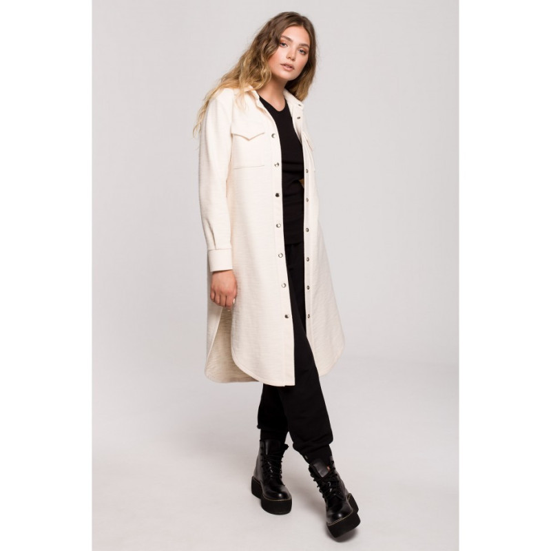 B204 Kurtka koszulowa z kieszeniami - waniliowa