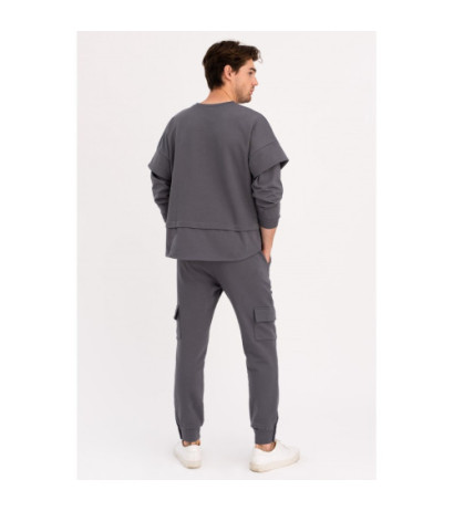 B205 Bluza z warstwowymi rękawami UNISEX - antracytowa