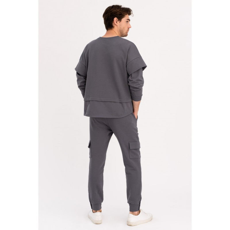 B205 Bluza z warstwowymi rękawami UNISEX - antracytowa