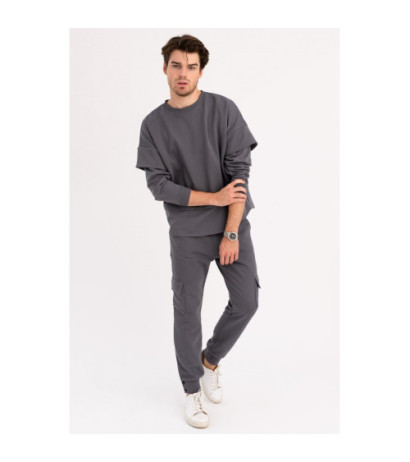 B205 Bluza z warstwowymi rękawami UNISEX - antracytowa