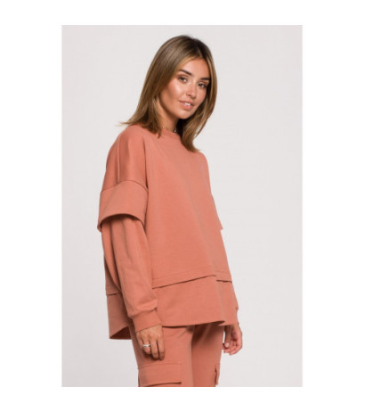 B205 Bluza z warstwowymi rękawami UNISEX - ceglasta