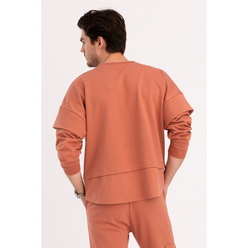 B205 Bluza z warstwowymi rękawami UNISEX - ceglasta