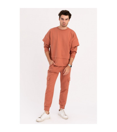 B205 Bluza z warstwowymi rękawami UNISEX - ceglasta