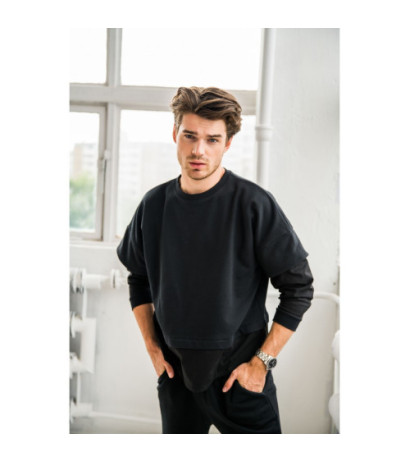 B205 Bluza z warstwowymi rękawami UNISEX - czarna