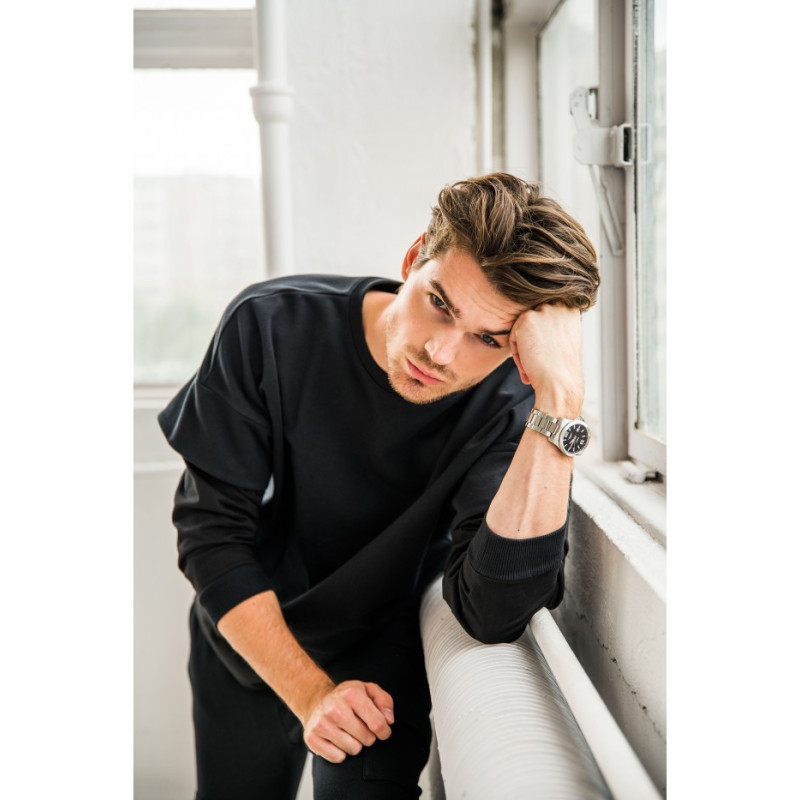 B205 Bluza z warstwowymi rękawami UNISEX - czarna