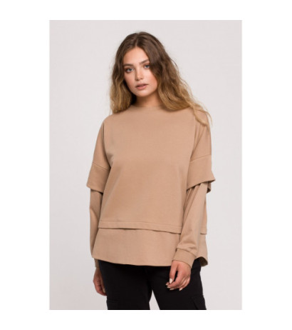 B205 Bluza z warstwowymi rękawami UNISEX - orzechowa