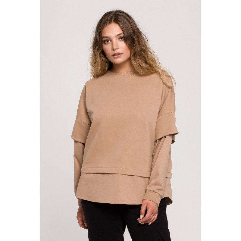 B205 Bluza z warstwowymi rękawami UNISEX - orzechowa