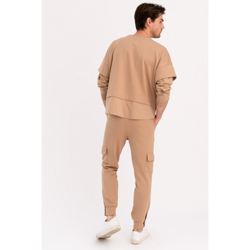 B205 Bluza z warstwowymi rękawami UNISEX - orzechowa